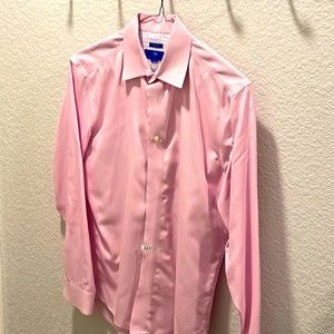 EGARA Mens M pink button up dress shirt long sleeve textured 💼🖇📈